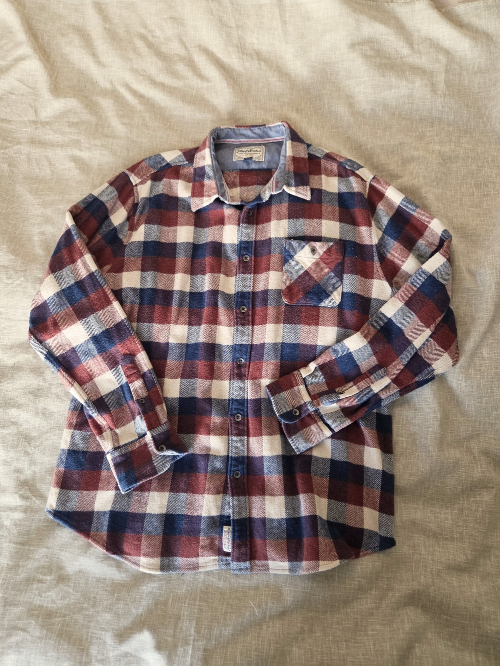 Flag and Anthem Plaid Flannel Shirt 100% cotton